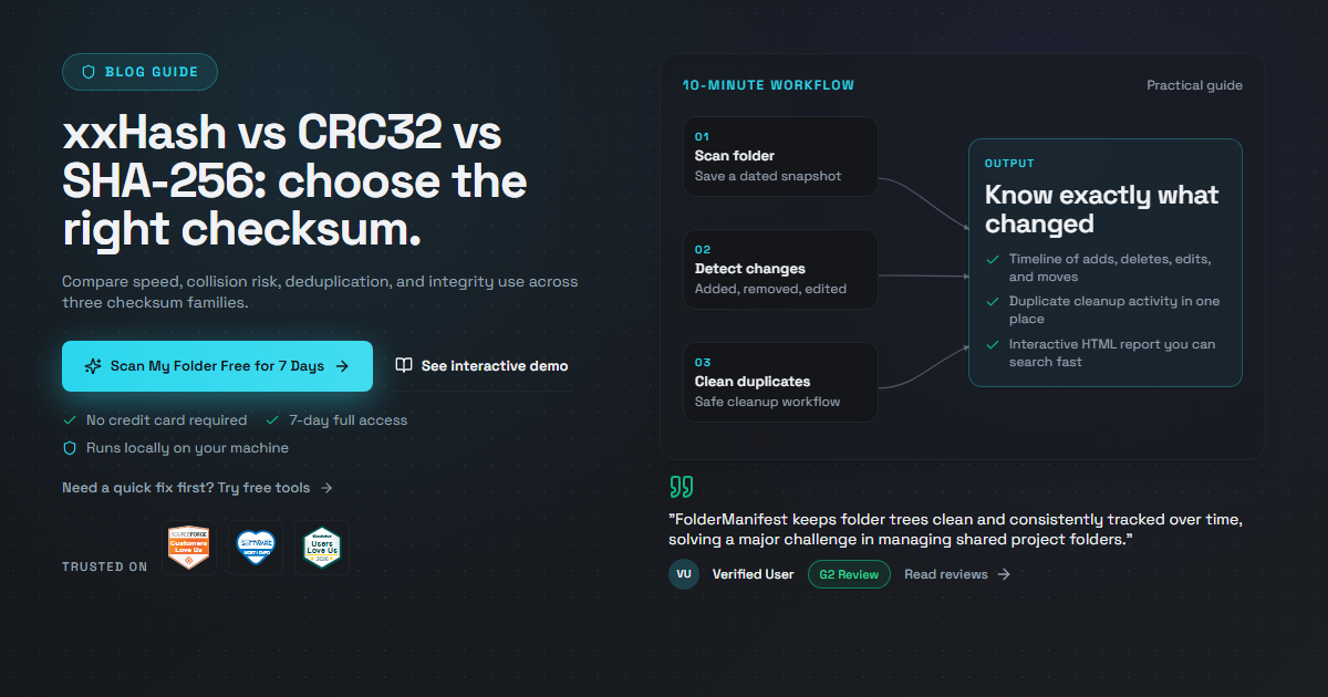 xxHash vs CRC32 vs SHA-256: Speed, Collisions & Best Uses (2026)